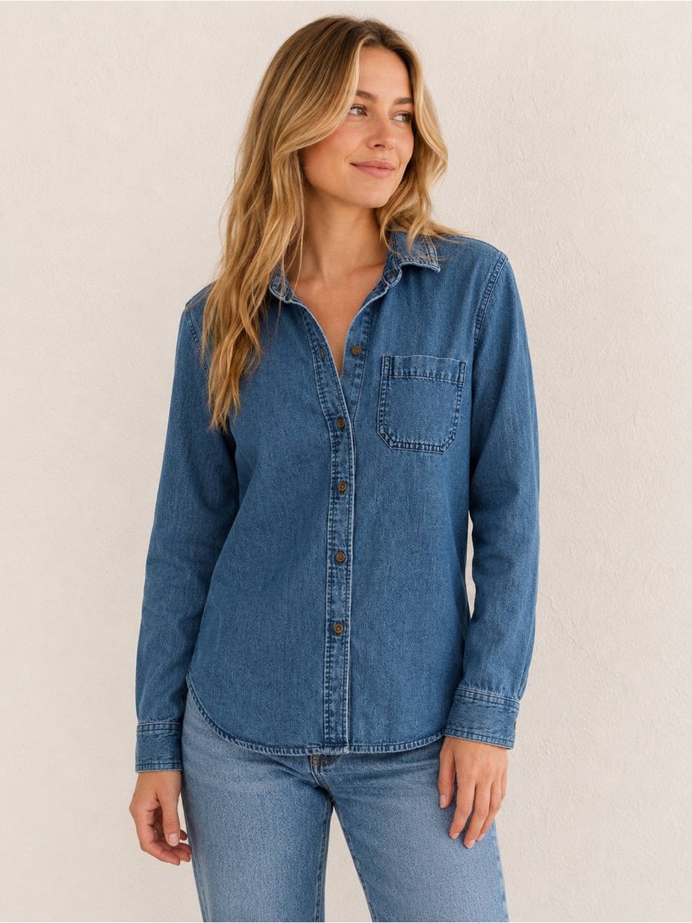Old Navy Blue Denim Button-Down Shirt